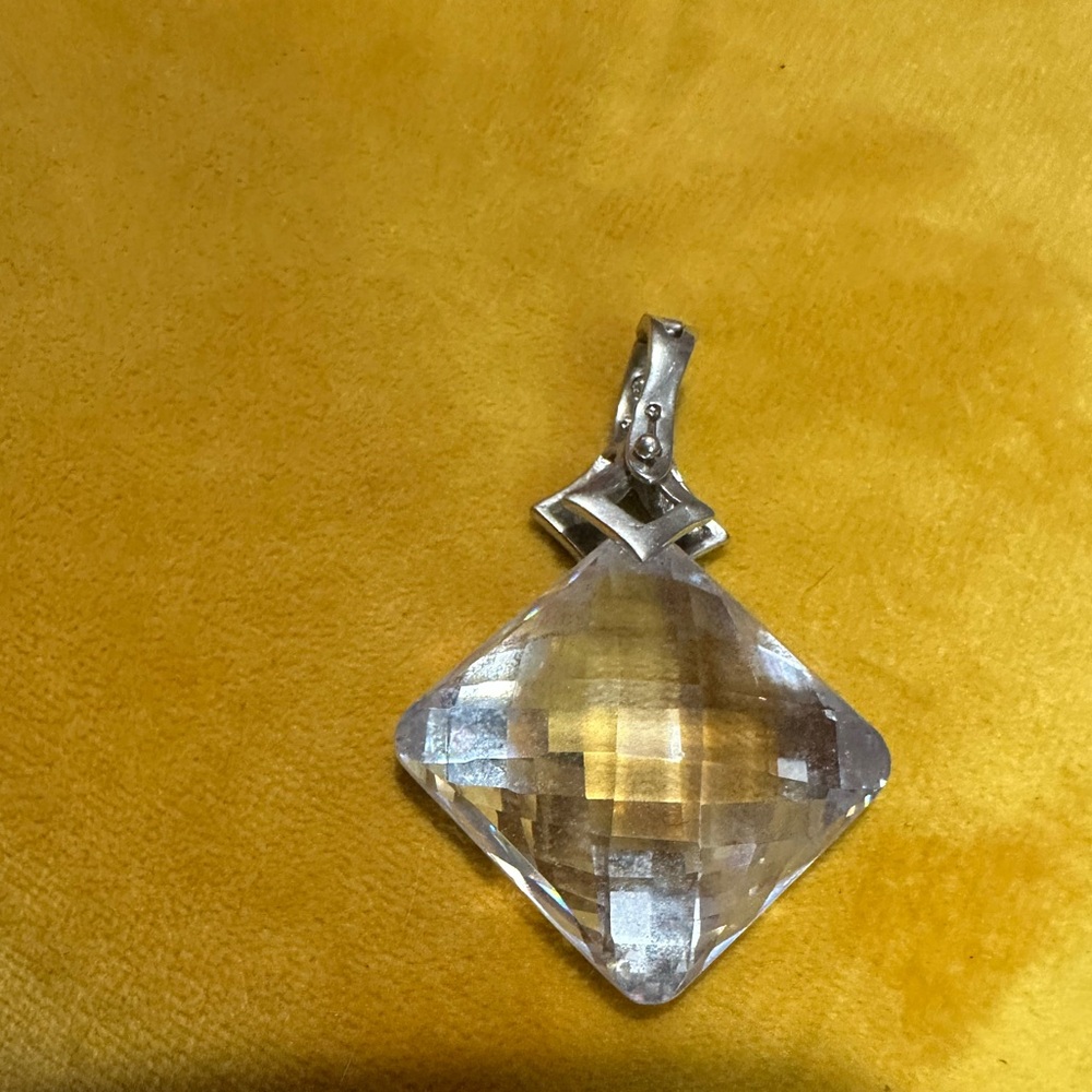 Large STERLING SILVER CRYSTAL pendant - Picture 2 of 3